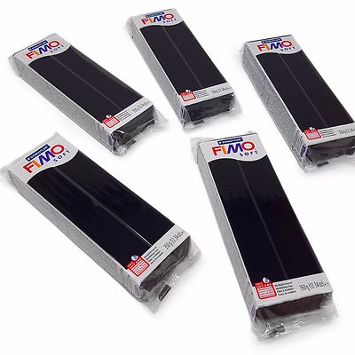 FIMO Soft 454g Polymer Modelliermasse - Ofenbackmasse - 5er Set schwarz