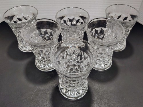 Fostoria Fluted Top Glasses Cubic Style 4 1/4 Tall Set Of 6