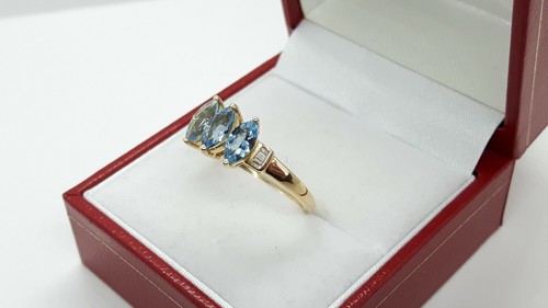 18ct Yellow Gold 1.05cts Natural Blue Apatite & Diamond Ring, Fully hallmarked - Picture 3 of 8