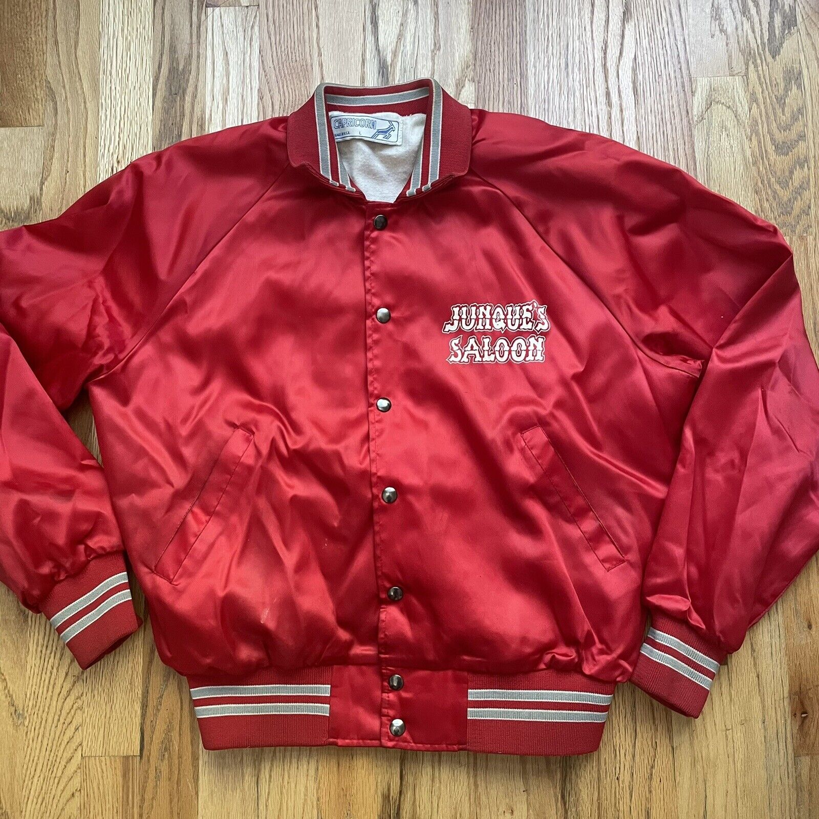 Vintage Red Satin Varsity Jacket