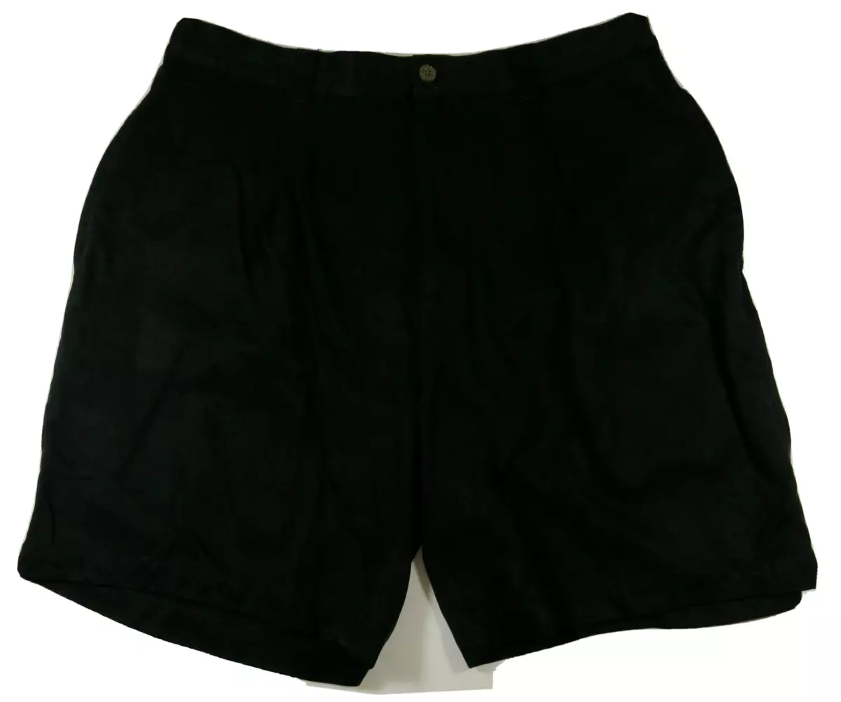 Tommy Bahama Relax Men Pure Silk Solid Black Pleated Front Casual
