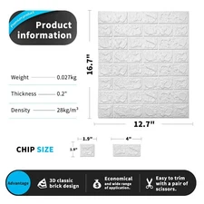 30-sheet Adhesive Foam Faux Brick Wall Sticker&3D Wall Tiles Cover 43.8 Sq.Ft.
