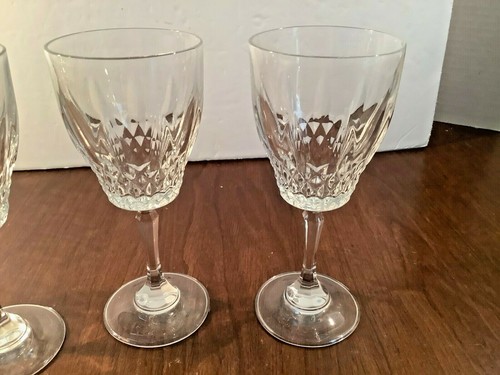 Set of 3 Diamond Cut Crystal Stemmed Claret Wine Cordial Liqueur Glass 6" - Picture 4 of 6