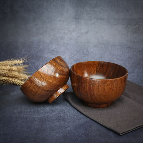 Nature Wooden Bowl Japanese StyleTableware Household Basin Fruit Salad Bowl M QO - Picture 1 of 8