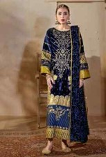 Elegant Pakistani/Indian Embroidered Velvet Suit for Women, Premium Festive Wear