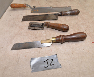 4 vintage antique cabinet maker saw collectible woodworking pattern tool lot J2