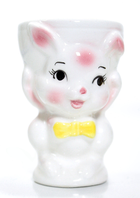 Vintage CROWN ART CERAMICS Nagoya Japan Ceramic Bunny Rabbit Egg Cup