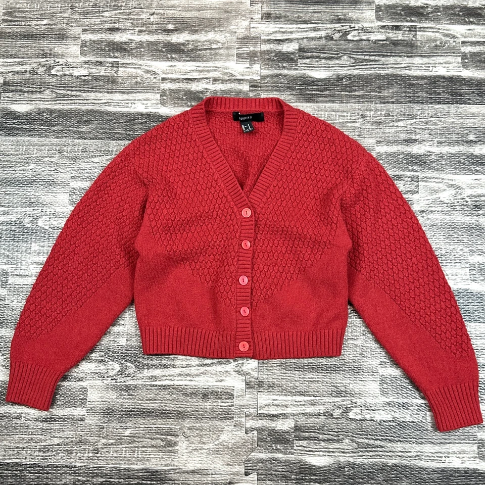 Suéter cárdigan relajado recortado Forever 21 para mujer talla S Foto 2 de 4