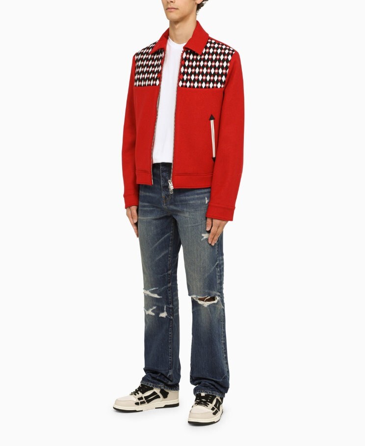 $2,995 NWT Amiri Goji Berry Diamond Wool Blend Embroidered Work