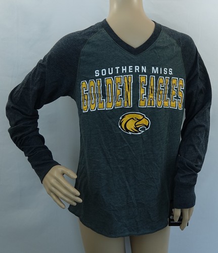 COLOSSEUM gray V neck long sleeve grap.SOUTHERN MISS GOLDEN EAGLES T-shirt,S,M