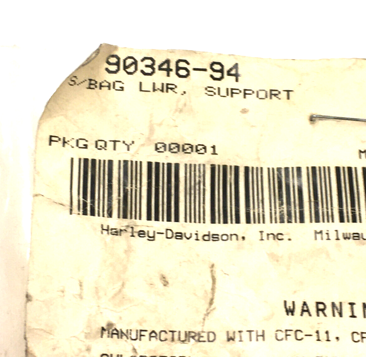 NOS OEM Genuine Harley Davidson Lower Saddlebag Support P/N 90346