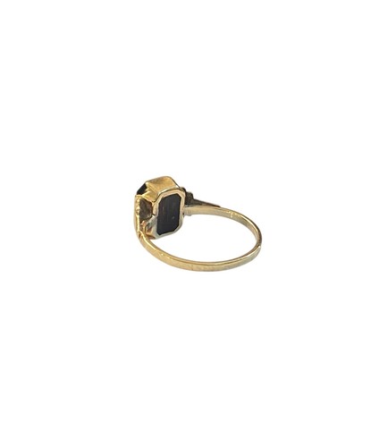 9ct Vintage Initialen Ring A mit Onyx Ring Gr. Q 1/2 - Bild 8 von 9