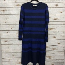 Eliza J Blue Striped Long Sleeve Sweater Midi Dress Size Large