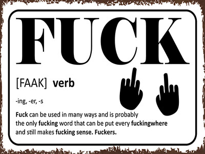 Holzschild 30x40 FUCK Verb can be used in many Wand Deko Cafe Sammler Geschenk