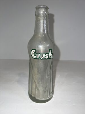 Vtg Crush Soda Pop Bottle 7 fl Oz Clear Textured Glass