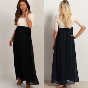 cream chiffon maxi dress