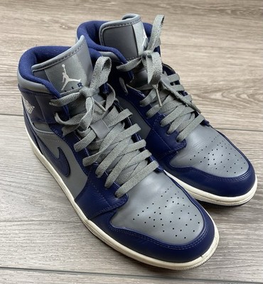 Nike Mens Air Jordan 1 Mid Georgetown 554724-006 Midnight Navy Cool Grey Size 10