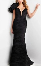 Jovani Jovani One Shoulder Fitted Crushed Gown Size 8