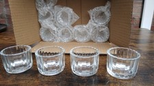 (960)  SET OF 12 RIBBED TEALIGHT CANDLE HOLDERS MODERN GLASS DESIGN