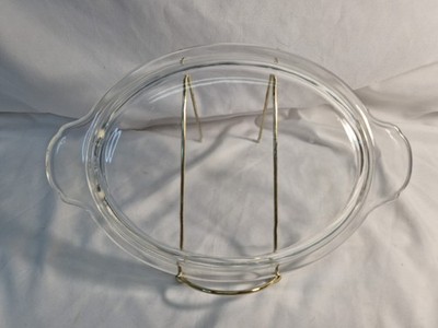 Vintage Unmarked Oval Clear Glass Casserole Replacement Utility Lid #457 USA 