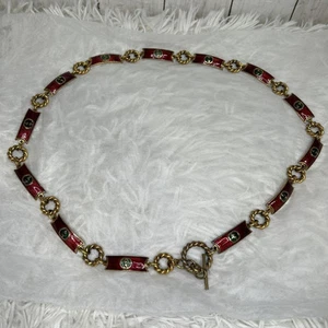 GUCCI Ancienne Ceinture Chaîne Gucci Enclenchée Rouge Vêtements Femme Accessoires
