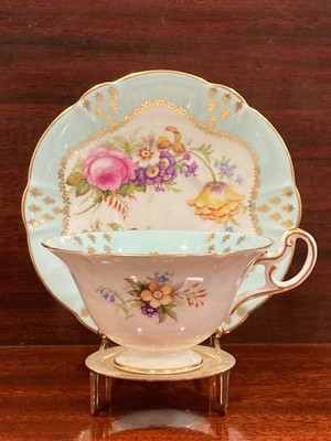 E. B. Foley Vintage Hand Decorated Floral Footed Teacup/Saucer Set