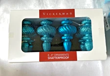 Vickerman 4" Turquoise Finial Christmas Ornament (8 pack)