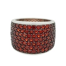 925 Sterling Silver Wide 2 mm Red Garnet Band Ring Gift For Her.