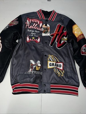 Reason Dodge Hellcat Embroidered Varsity Jacket Grey Men s Sz L NEW