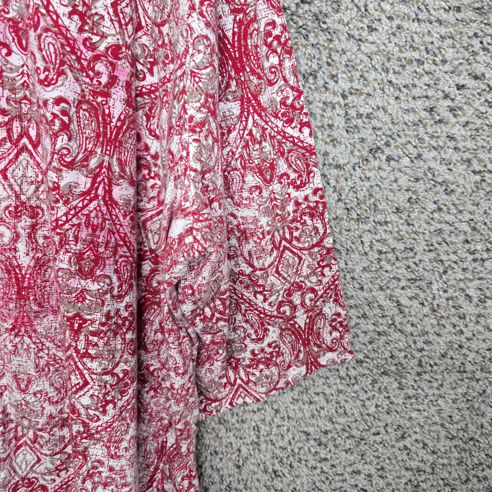 Camiseta informal Catherines Top Mujer Plus 3X 26/28W Roja Cuello Redondo Manga 3/4 Foto 2 de 4