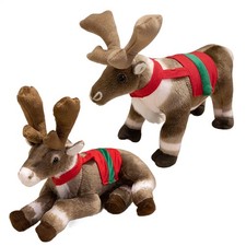Reindeer Stuffed Animal Christmas Cute Throw Pillow Realistic Deer Plush