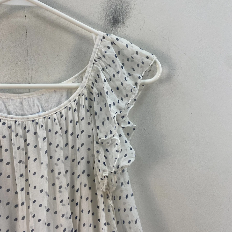 Luisa Ricci Womens Medium Tunic Blouse Shirt Top White Silk Short Sleeve Polka - Immagine 3 di 4