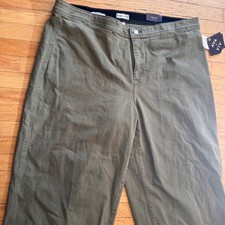 Ava  Viv Womens Olive Green High Rise Wide Leg Comfort Waist Pants Size 24 NWT