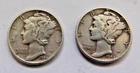1942 & 1943 Mercury Dimes 90% Silver United States Mint Coins Lot of 2