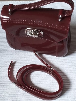 Furla Handtasche Jelly bag gebraucht, weinrot, 17x13x7cm klein