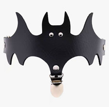 Gothic Bat Wing Thigh Garter Black Faux Leather Punk Leg Strap Stocking Clip