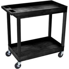 Luxor E-Series Black 2-Shelf Tub Cart 400 Lb. Cap. 35-1/4"L x 18"W x 34-1/4"H