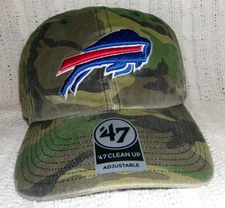 Buffalo Bills '47 Brand NFL Camo Clean Up Adjustable Strap Back Dad Hat Cap 