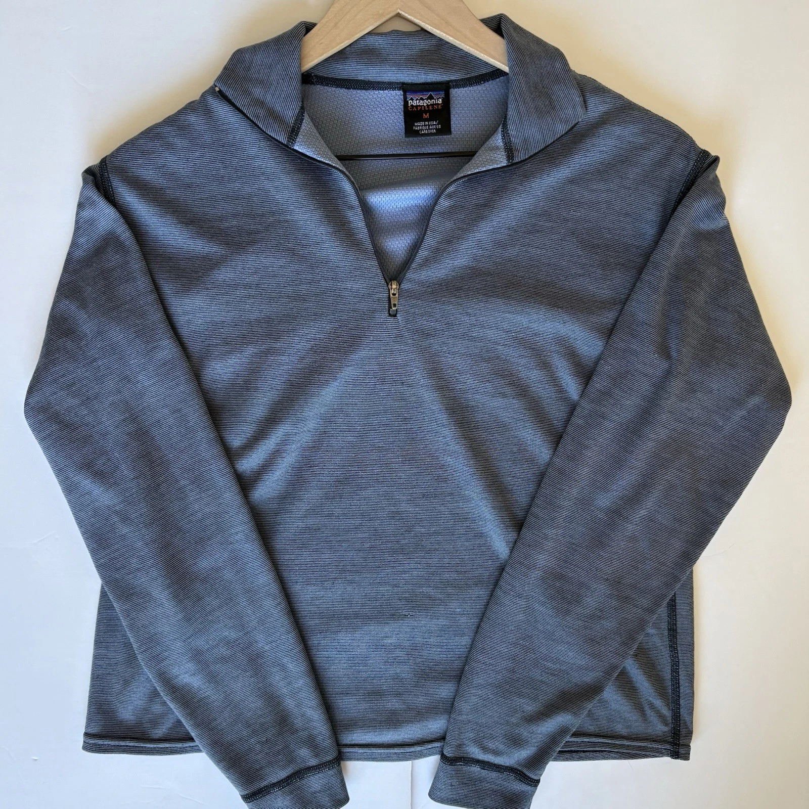 VTG Patagonia Capilene Shirt Women’s M 1/4 Zip Blue Pullover Base Layer USA Made