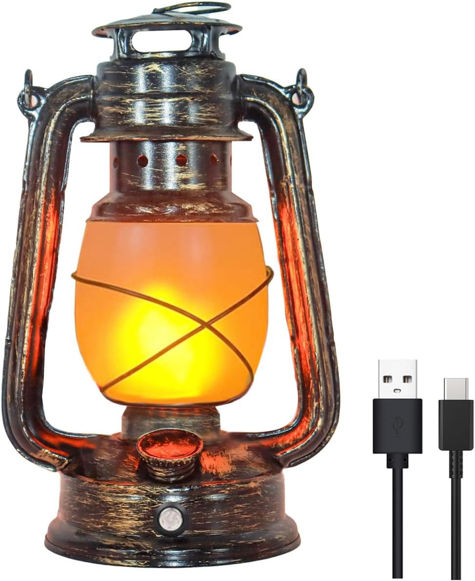 Lanterna da Campeggio Vintage LED: Lampada Tavolo Ricaricabile Senza Fili