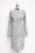 Y.A.S Graphic Print Midi Dress Black & White Abstract Line Pattern Shift Size 12