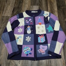 Vintage BP Design Women’s Small Cardigan Sweater Christmas Holiday Embroidered
