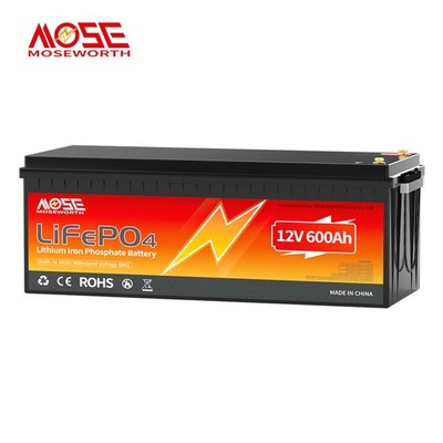 12V 600AH LiFePO4 Lithium Battery 200A BMS 15000+cycles RV Solar Marine 7680Wh