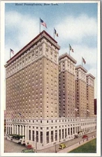 1920s New York City Postcard HOTEL PENNSYLVANIA Bird's-Eye Street View / HHT