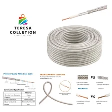 RG8x Coaxial Cable 100ft,Low Loss RG8X Cable Stranded Core 50 ohm - 100 Feet