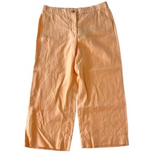 J. JILL Love Linen Orange Semi Elastic Waist Wide Leg Casual Everyday Pants Sz M