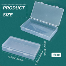 4 Packs 4X7.5X1.6Inch Rectangle Clear PP Plastic Box Containers Bead Storage ...
