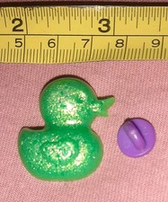 CUTE Plastic Green Sparkle Glitter Rubber Ducky Duck Pin