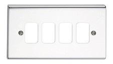DETA Vimark Evo 4 Gang Slimline Grid Plate Chrome G2804CH Brand New