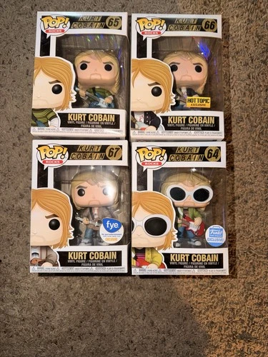 Funko Pop! Rocks Kurt Cobain (4) Exclusive Vinyl Figure Set Hot Topic FYE #64-67